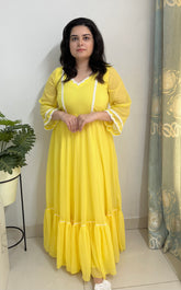 Yellow chiffon maxi dress
